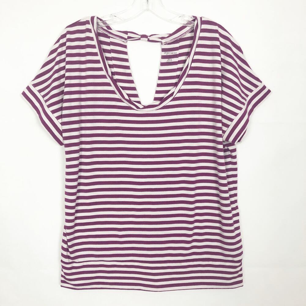 Skye's The Limit Striped Scoop Neck Top Size Large